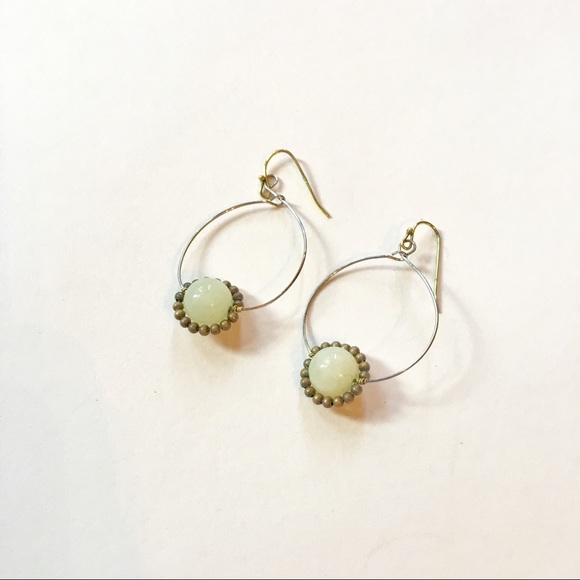 Anthropologie Iris Gem Hoops in Pearl - Picture 2 of 4